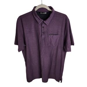 Travis Mathew Men's Purple Stripe Polo Short Sleeve Shirt Size Large‎ Golf